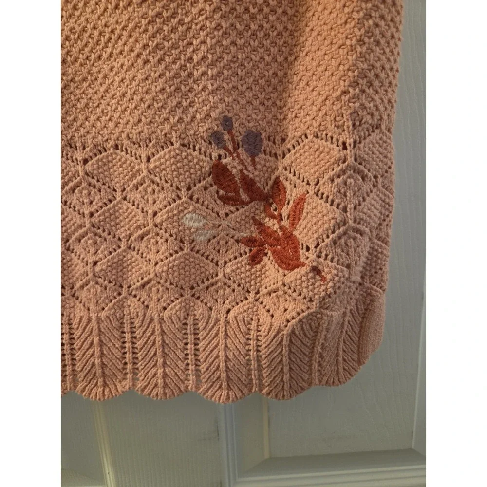 Abercrombie Kids sz‎ 13/14 pink floral embroidered sweater vest casual summer